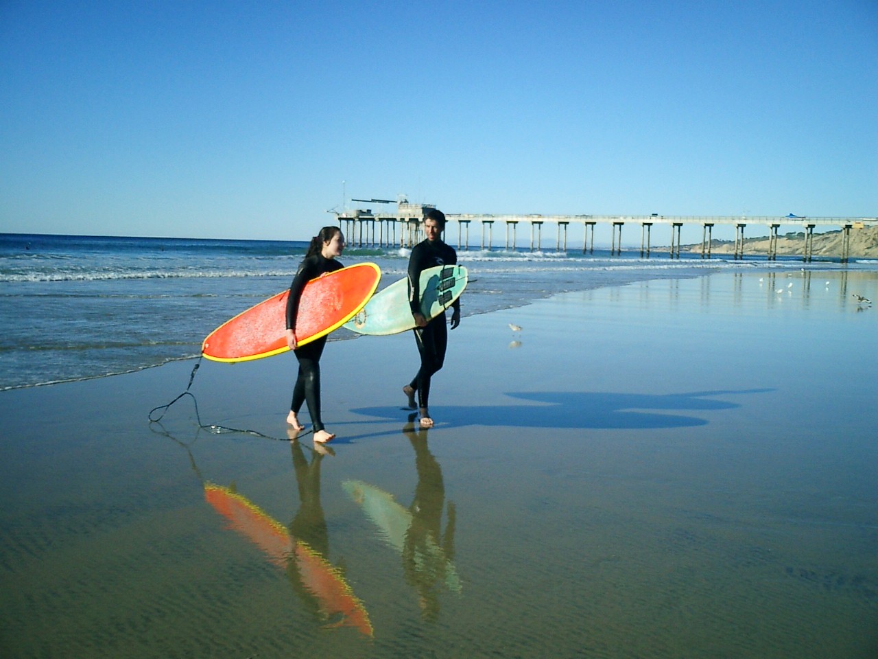 Happy surfers